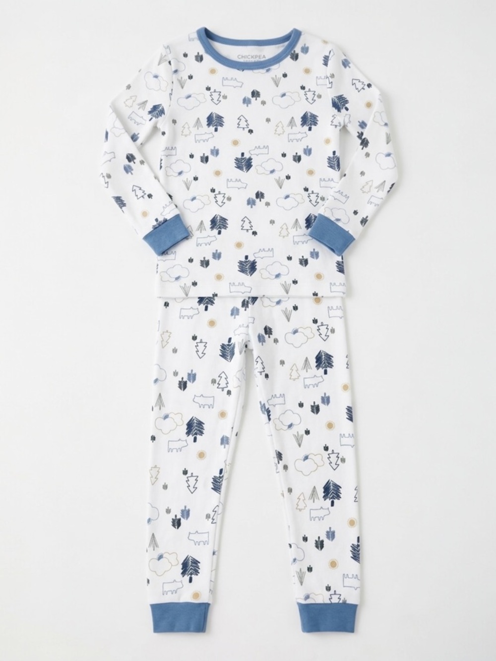 Chickpea Toddler Boys Pajamas Woodland Forest Animal Tree Print 2 Piece Size 3T